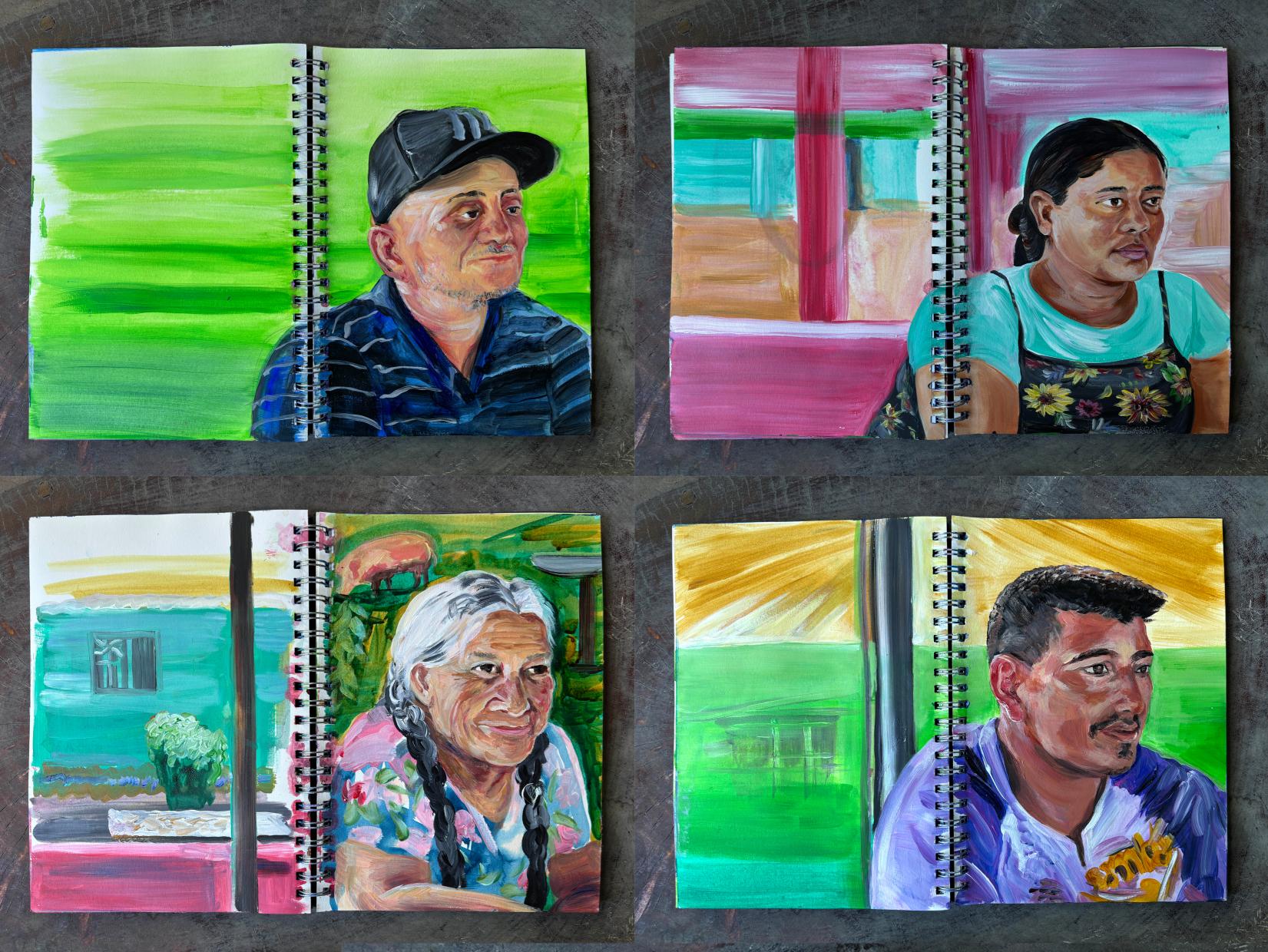 Portraits of the inhabitants of the Comunidad de Paz (whose voices are part of the electronics)